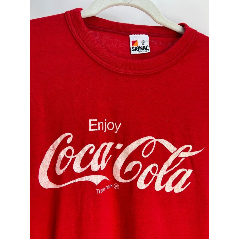 VTG Coca-Cola Red Graphic Single Stitch T-Shirt XL 50/50 Cotton Polyester Made I - Picture 2 of 9